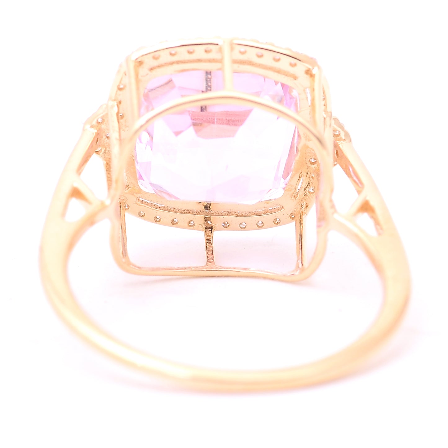 6.12 Ct Cushion Mixed Cut Natural Kunzite 14K Gold Ring