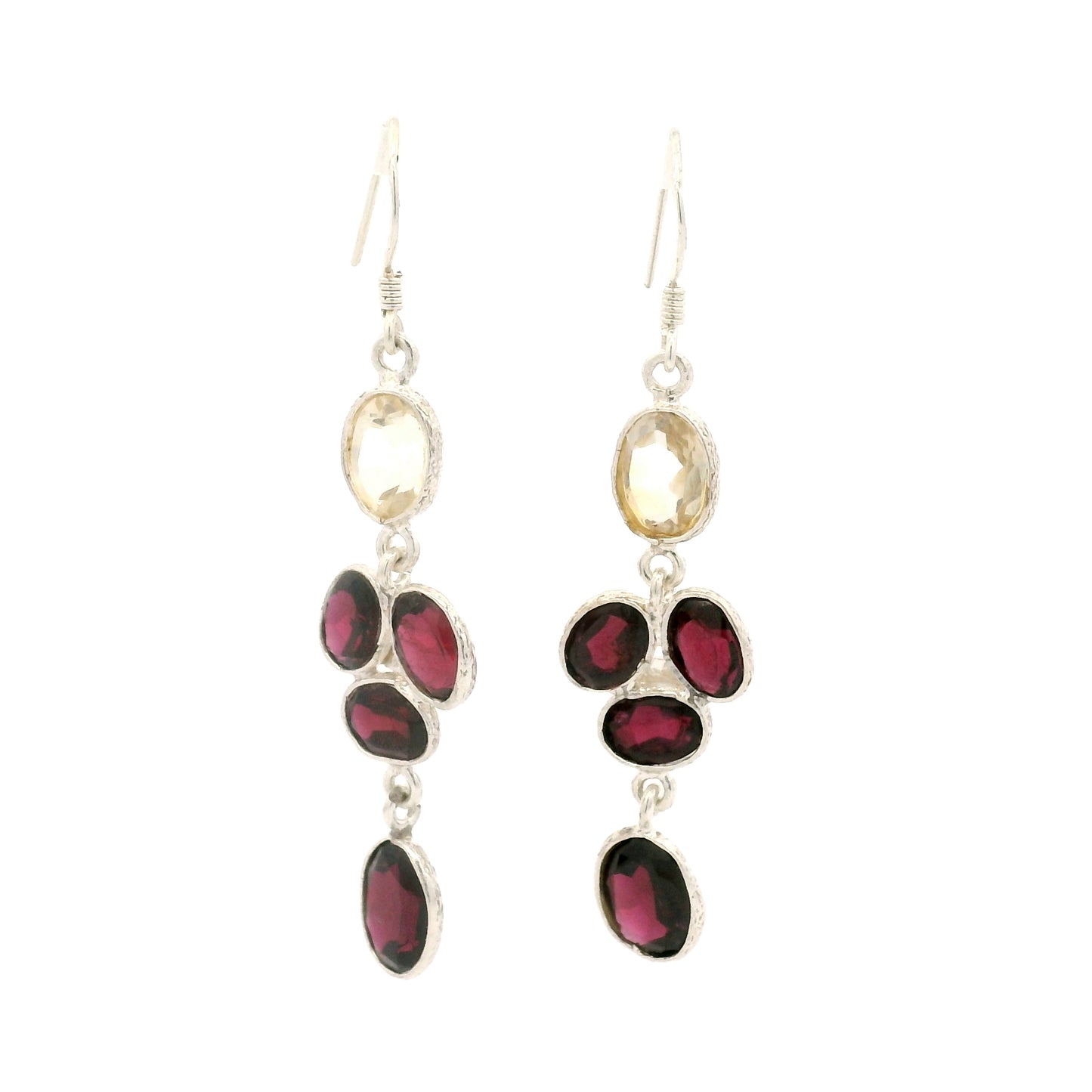 12.13 Ct Citrine, Garnet 925 Sterling Silver Earrings