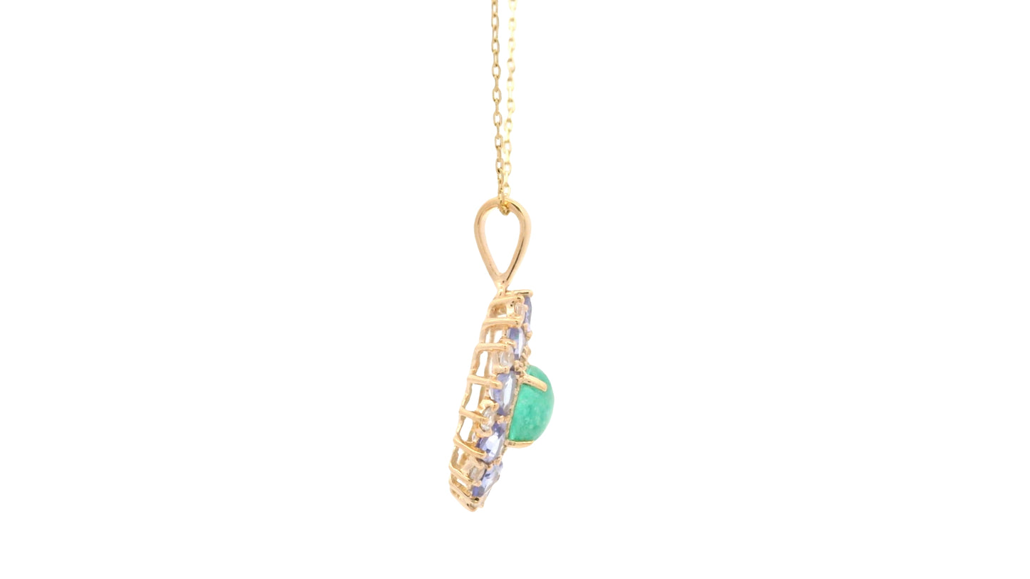 2.15 Ct Round Emerald 14K Gold Pendant