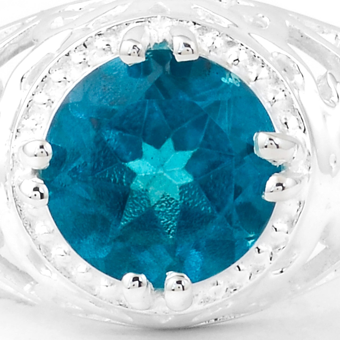 2.42 Ct Round Paraiba Topaz 925 Sterling Silver Ring