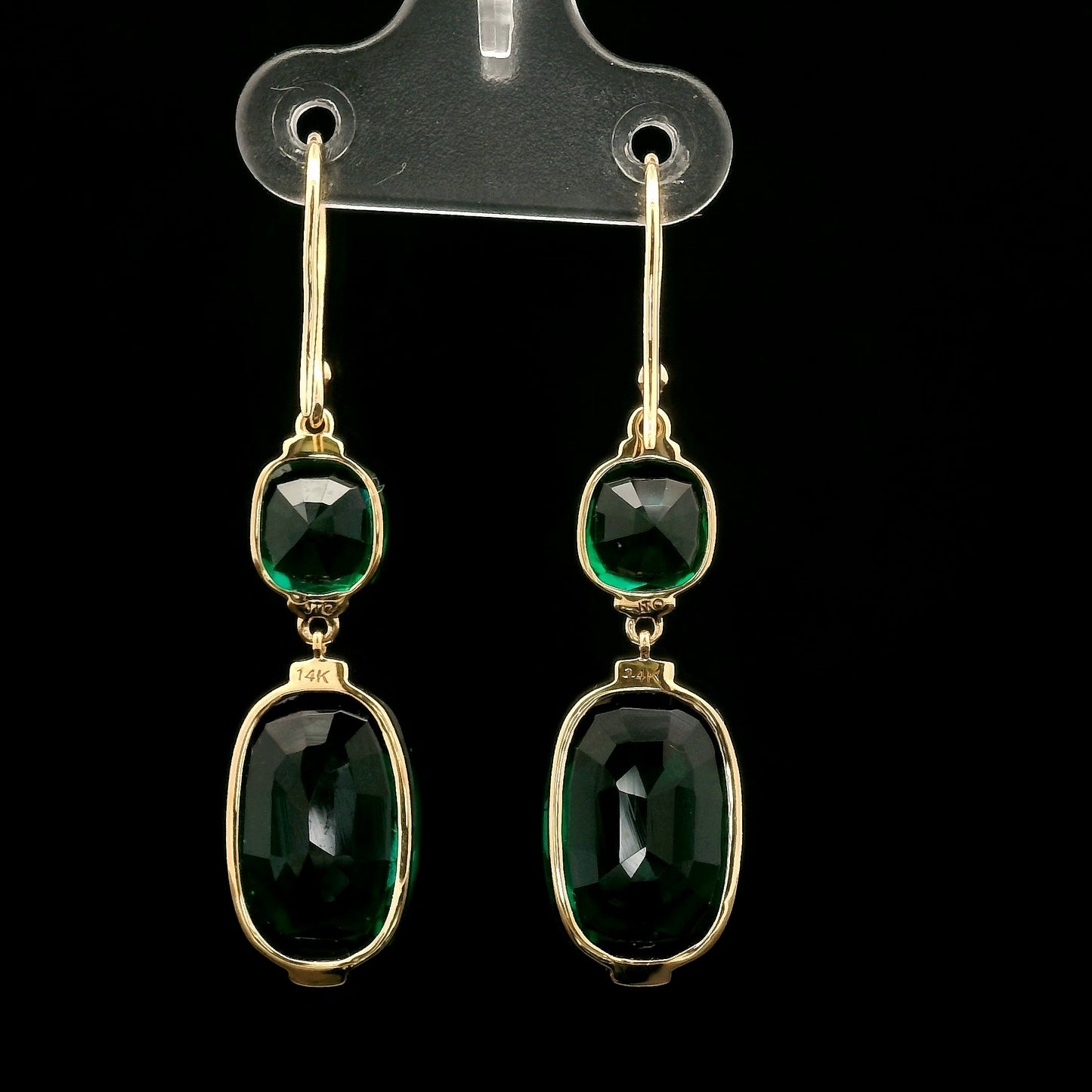 13.23 Ct Cushion Mixed Cut Lab Grown Emerald 14K Gold Earrings
