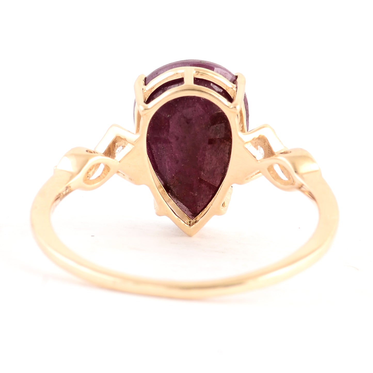 3.30 Ct Pear Ruby 14K Gold Ring