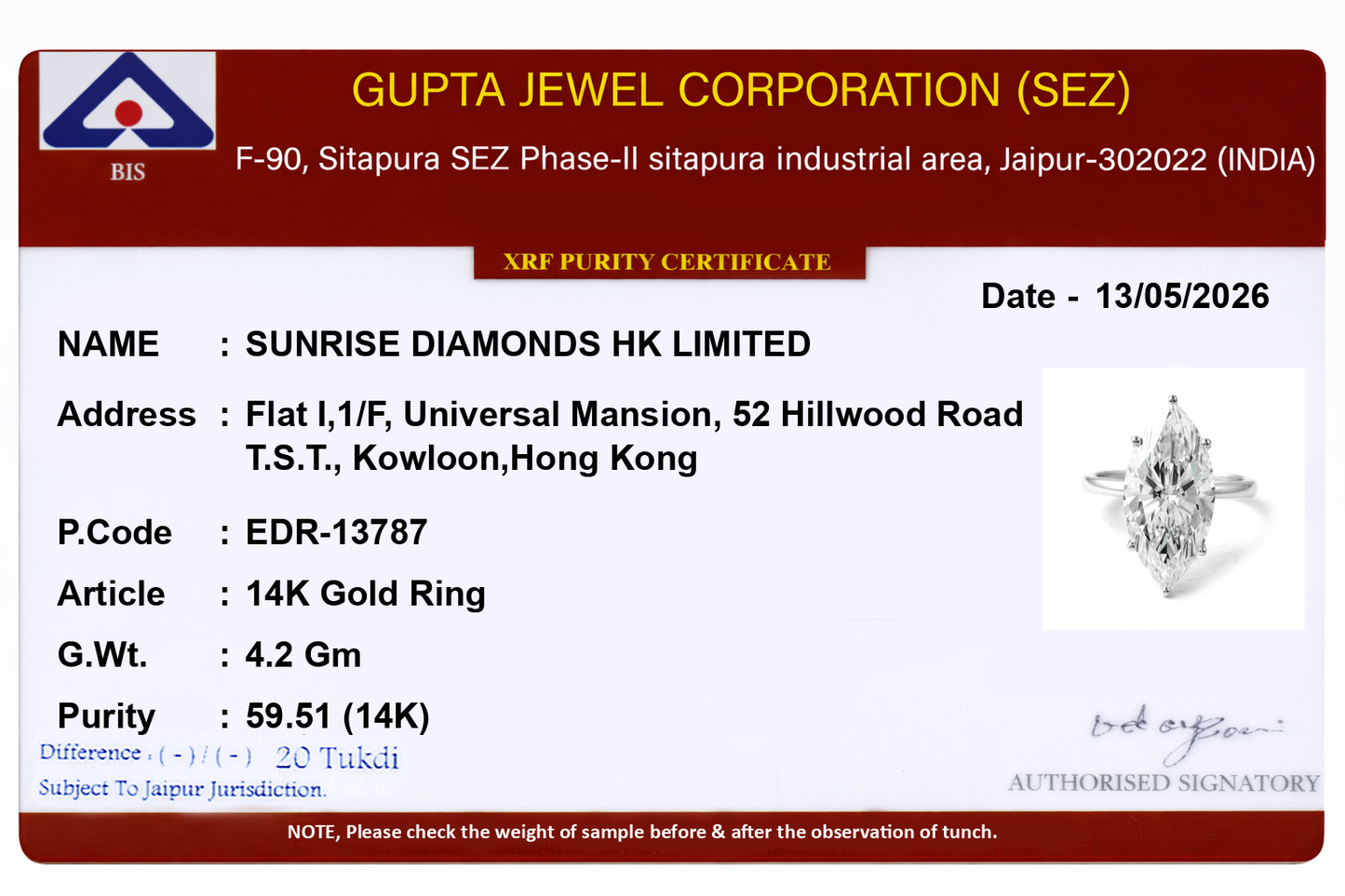 7.28 Ct Marquise Brilliant Lab Grown Diamond 14K Gold Ring