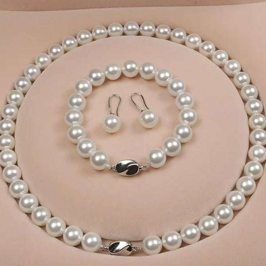 Imitation Pearl Gold Plated Brass Necklace