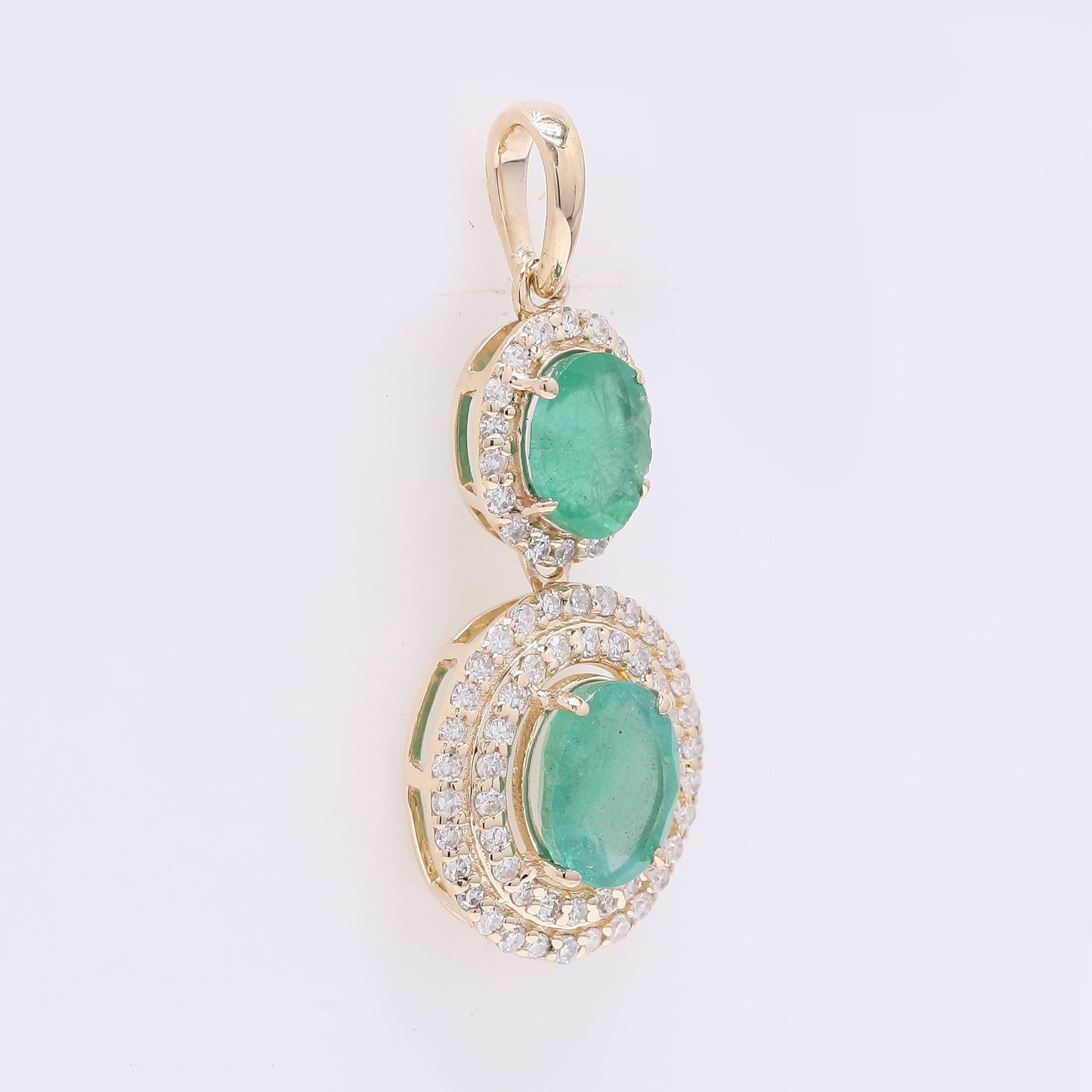 1.28 Ct Oval Mixed Cut Natural Emerald 14K Gold Pendant