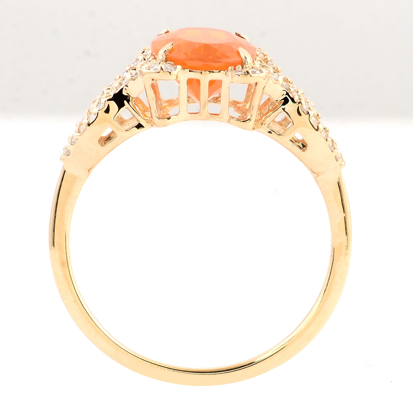1.35 Ct Oval Mixed Cut Natural Fire Opal 14K Gold Ring