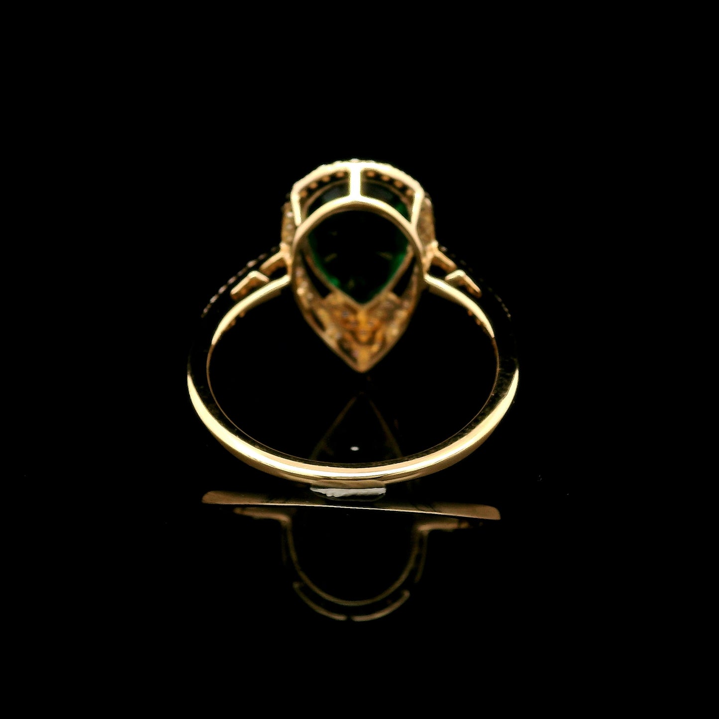 2.55 Ct Pear Mixed Cut Lab Grown Emerald 14K Gold Ring