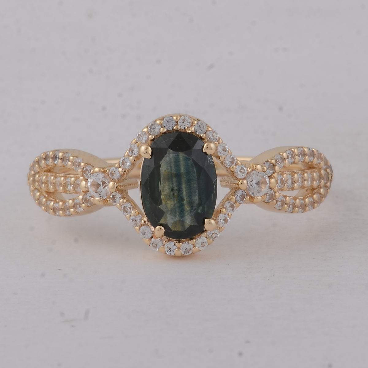 1.21 Ct Oval Blue Sapphire 9K Gold Ring