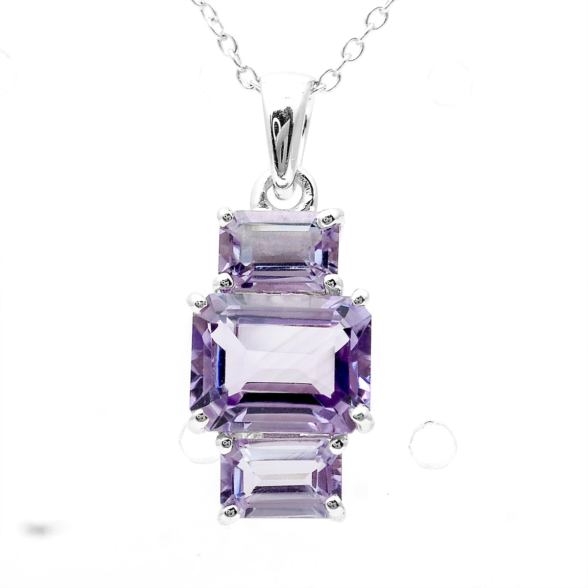3.29 Ct Octagon Amethyst 925 Sterling Silver Pendant