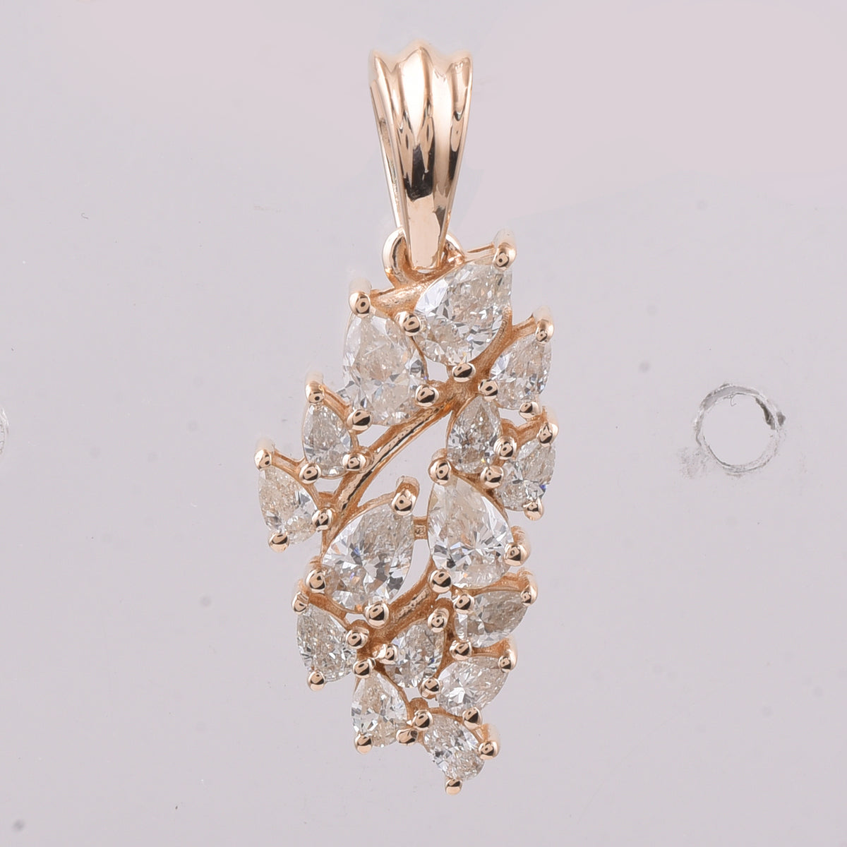 0.66 Ct Pear Natural Diamond 14K Gold Pendant