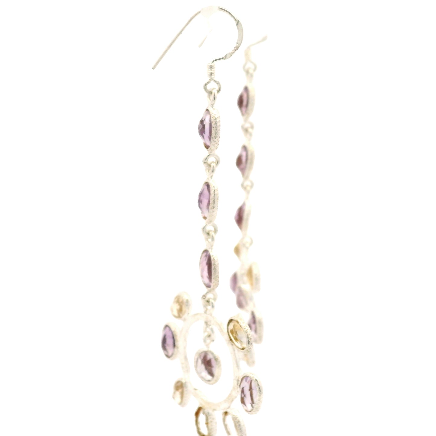 17.78 Ct Citrine, Amethyst 925 Sterling Silver Earrings