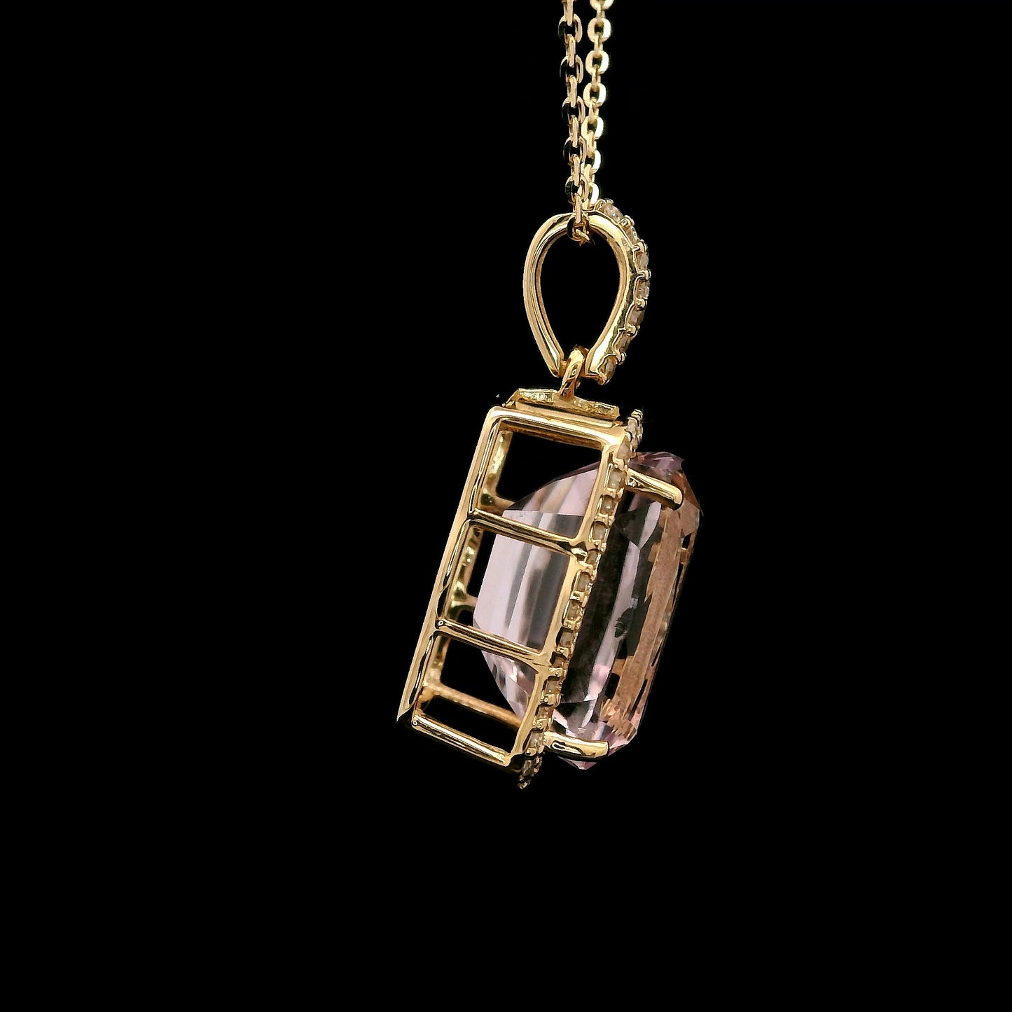 6.00 Ct Cushion Kunzite 14K Gold Pendant