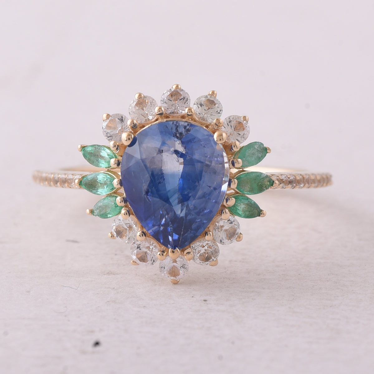 2.76 Ct Pear Sapphire 9K Gold Ring