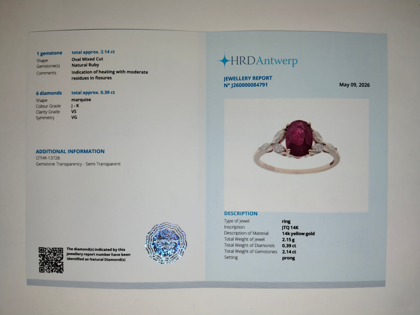 1.64 Ct Oval Mixed Cut Natural Ruby 14K Gold Ring