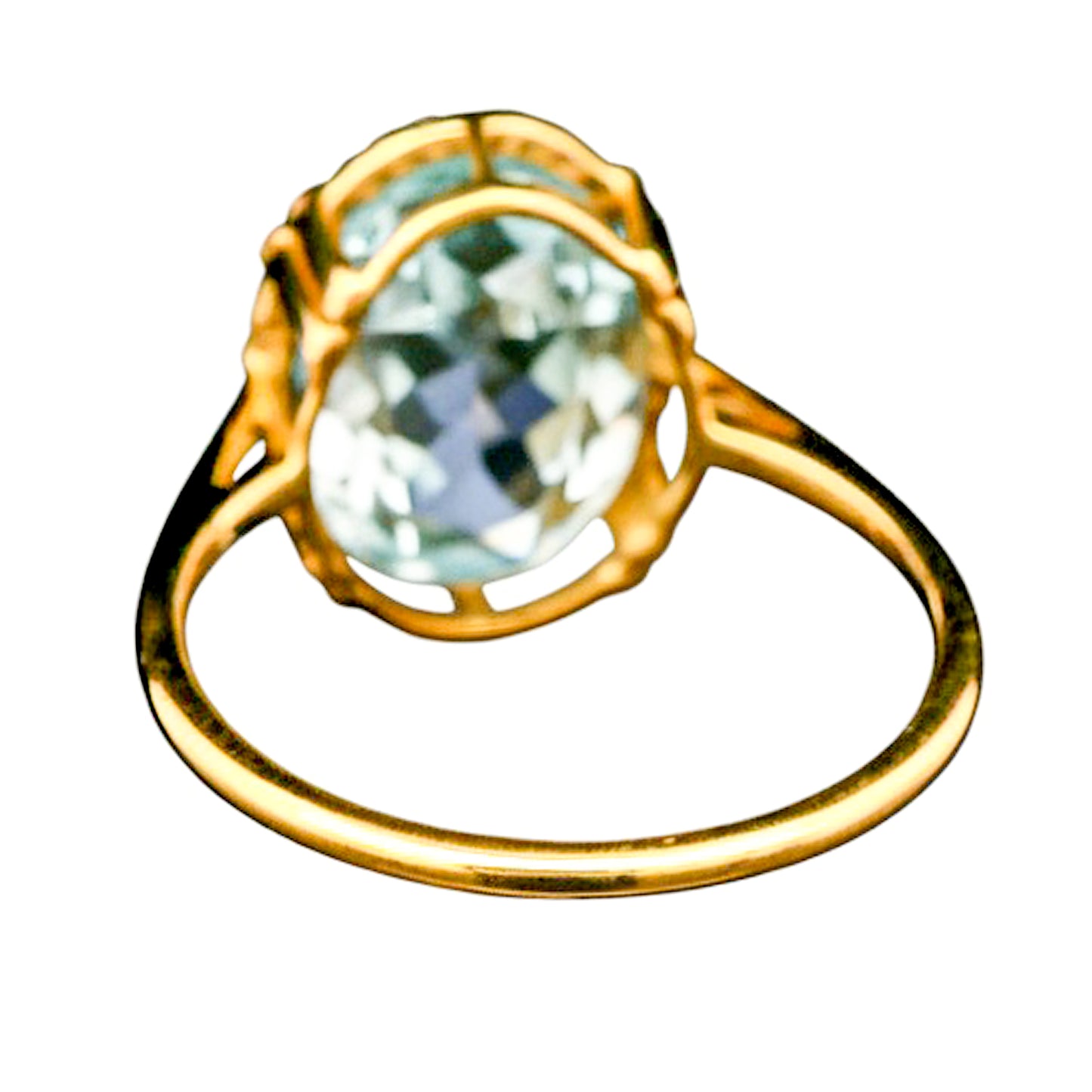 1.39 Ct Oval Natural Aquamarine 14K Gold Ring