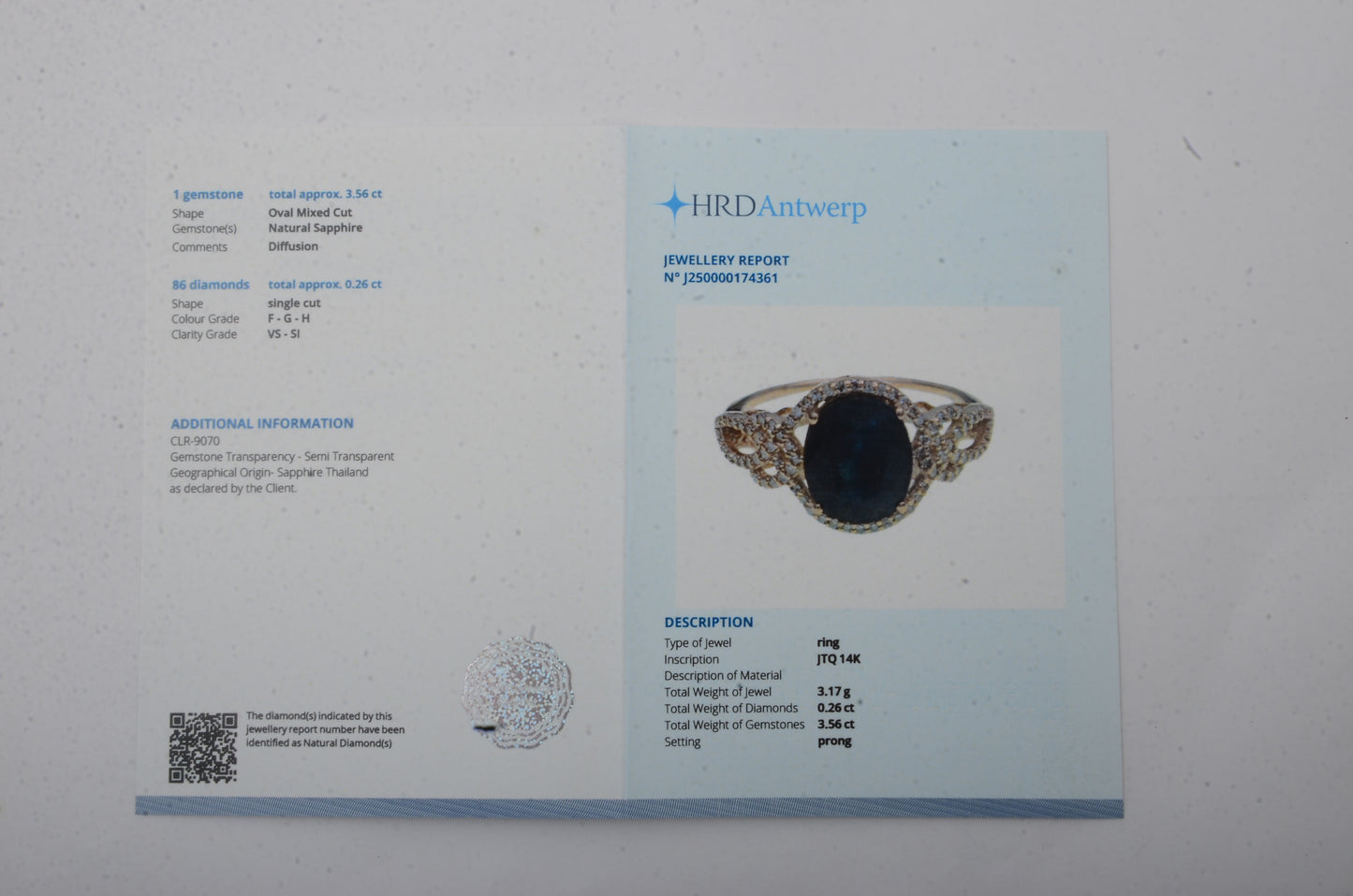 3.82 Ct Oval Mixed Cut Natural Sapphire 14K Gold Ring