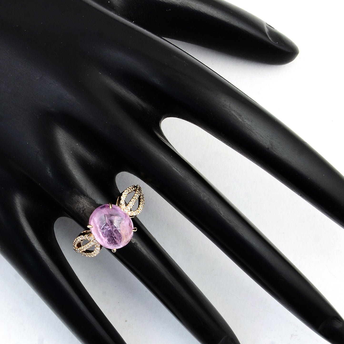 6.19 Ct Oval Cabochon Natural Corundum Pink Sapphire 14K Gold Ring