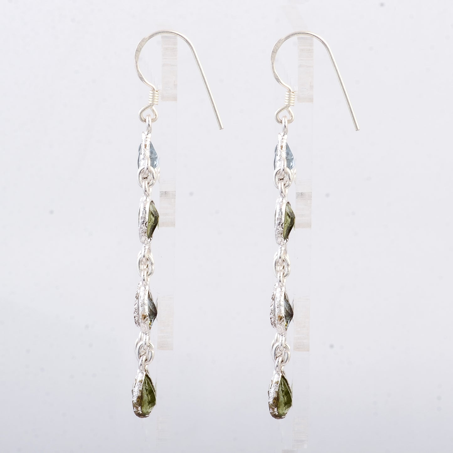 10.43 Ct Peridot, Blue Topaz 925 Sterling Silver Earrings