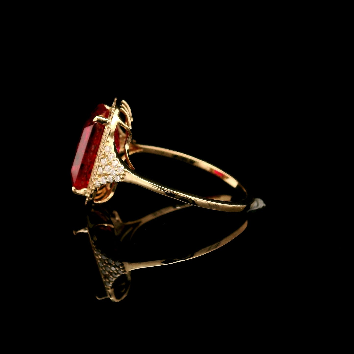 5.62 Ct Emerald Cut Lab Grown Ruby 14K Gold Ring