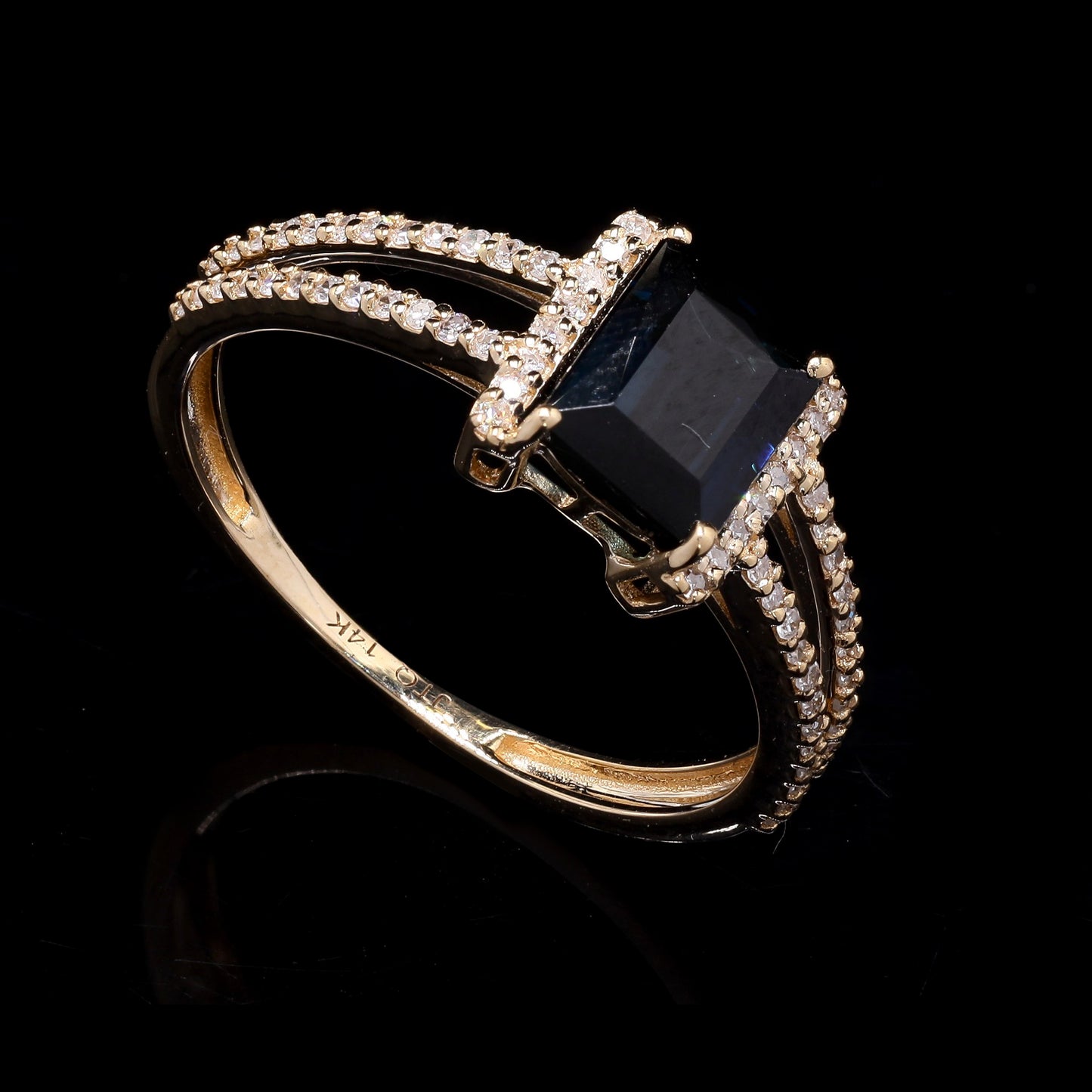 1.39 Ct Rectangle Step Cut Natural Tourmaline 14K Gold Ring