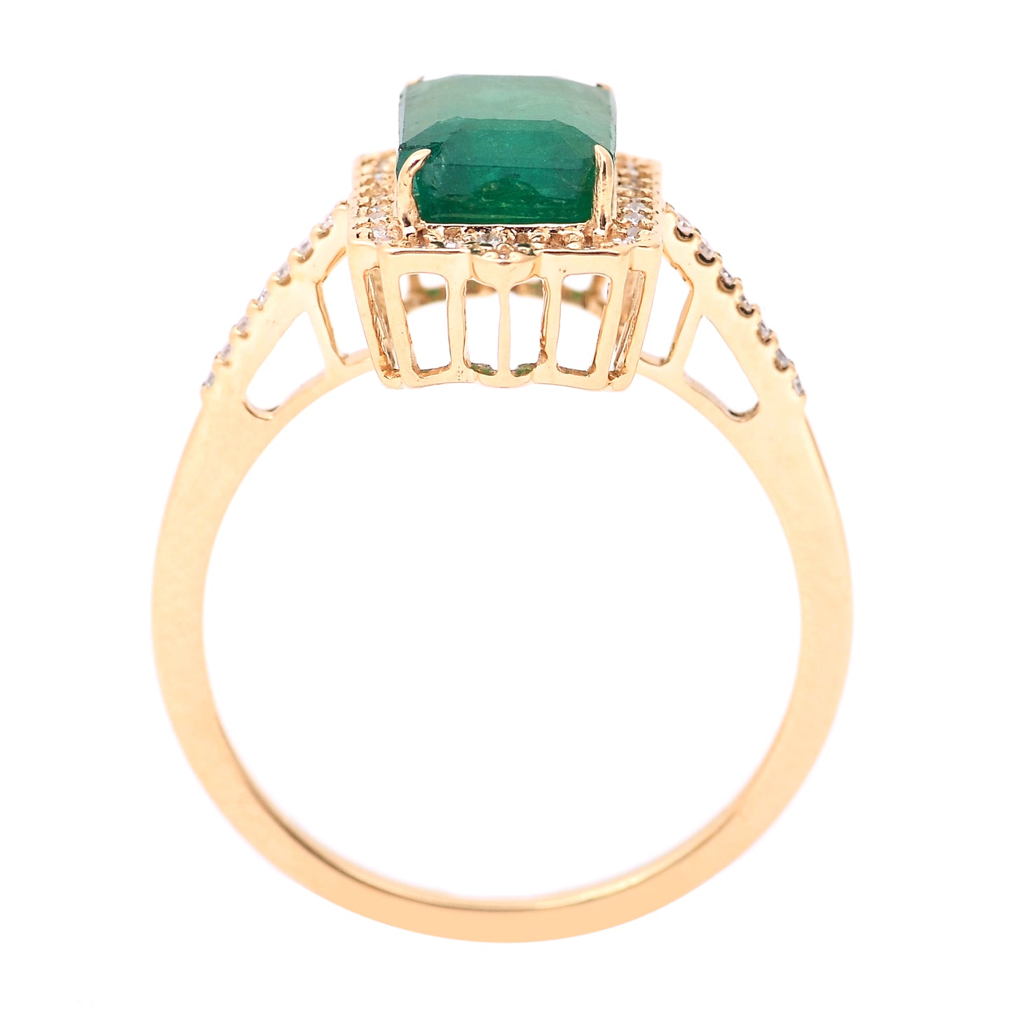 2.43 Ct Octagon Step Cut Natural Emerald 14K Gold Ring