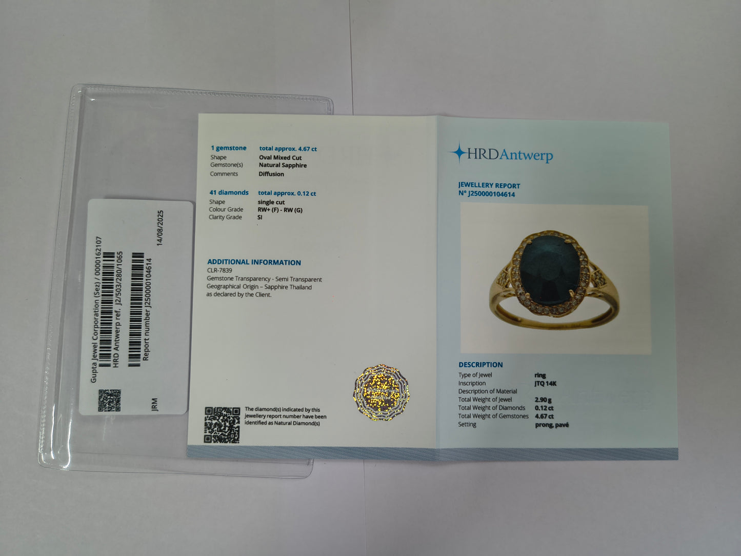 4.79 Ct Oval Mixed Cut Natural Sapphire 14K Gold Ring