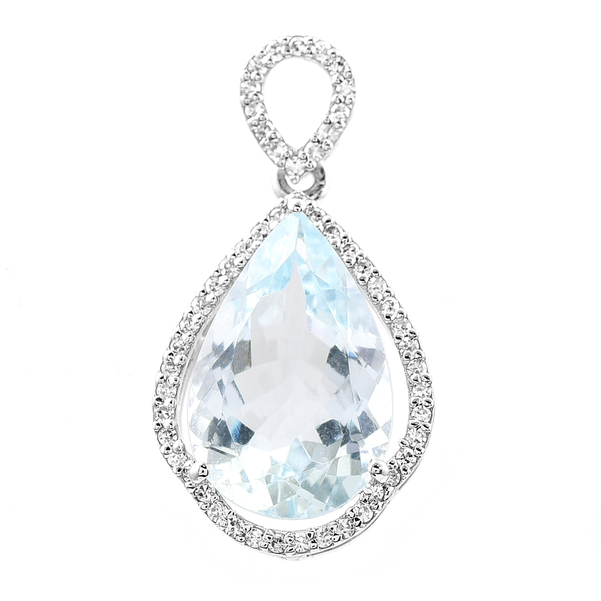 3.52 Ct Pear Mixed Cut Natural Aquamarine 950 Platinum Pendant