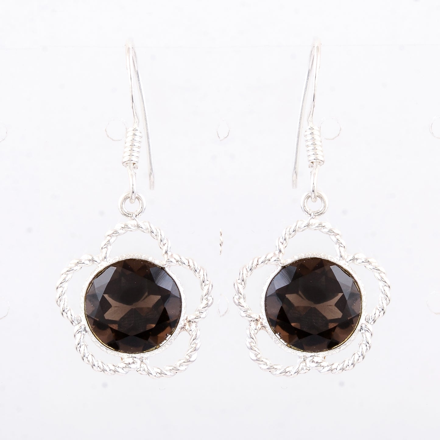 6.63 Ct Smoky Quartz 925 Sterling Silver Earrings