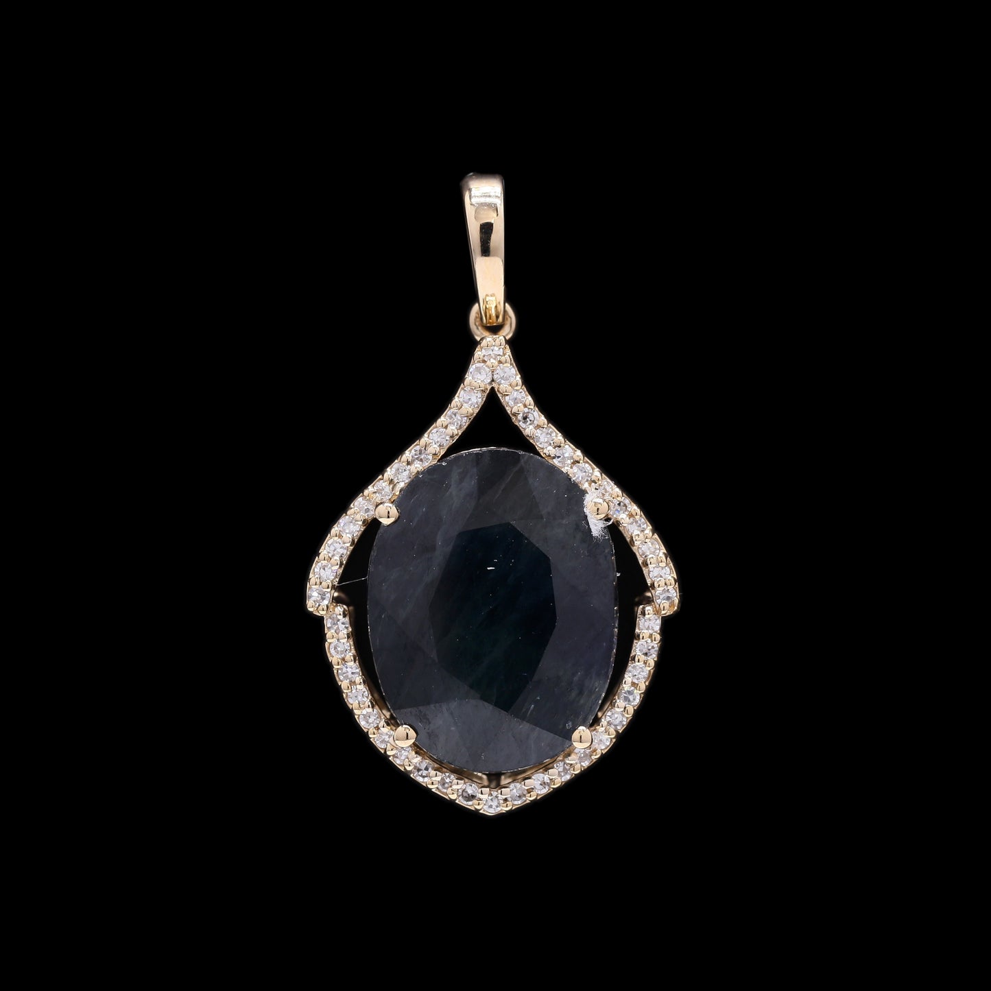 7.88 Ct Oval Mixed Cut Natural Sapphire 14K Gold Pendant