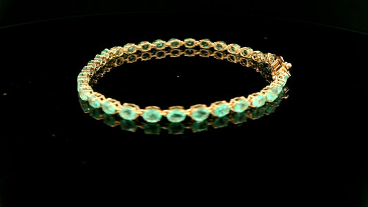 5.35 Ct Oval Emerald 14K Gold Bracelet