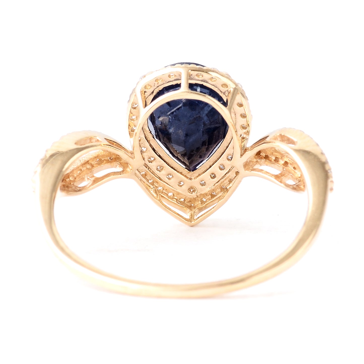 2.59 Ct Pear Mixed Cut Natural Corundum Sapphire 14K Gold Ring