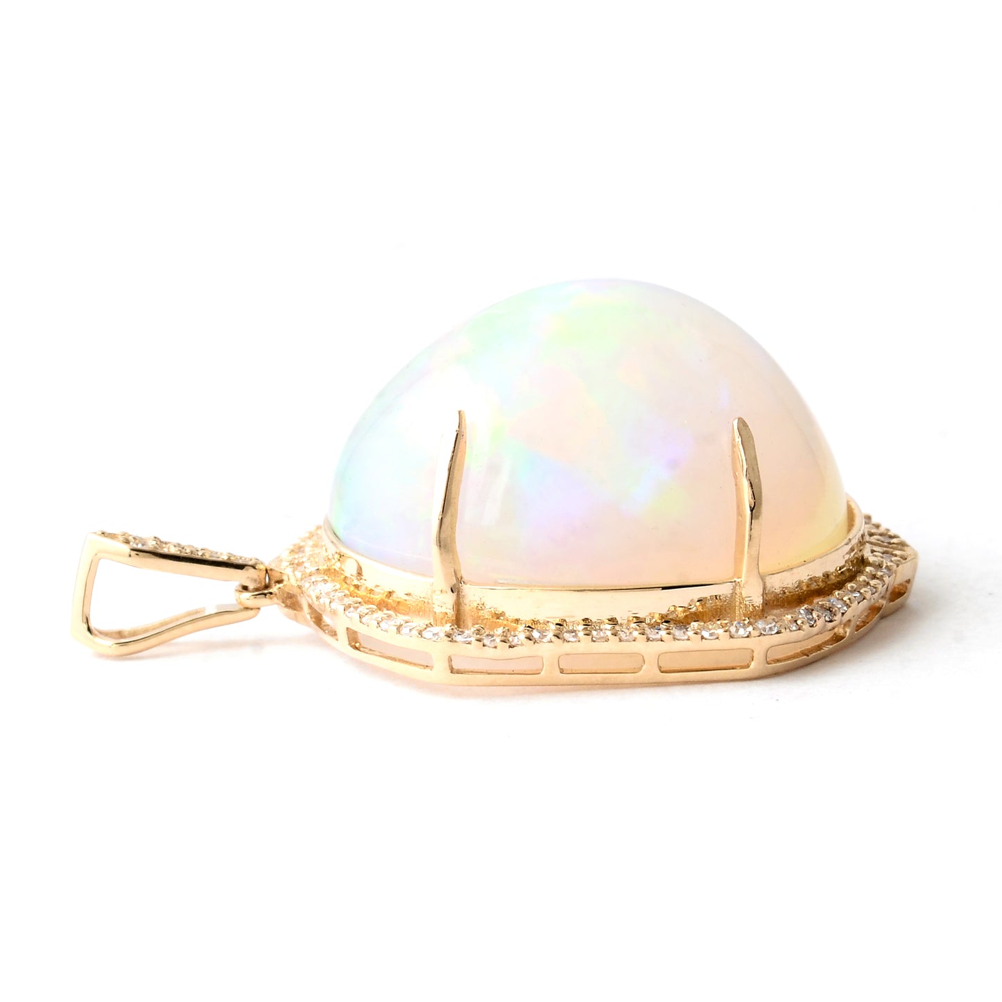 20.80 Ct Oval Cabochon Natural Opal 14K Gold Pendant