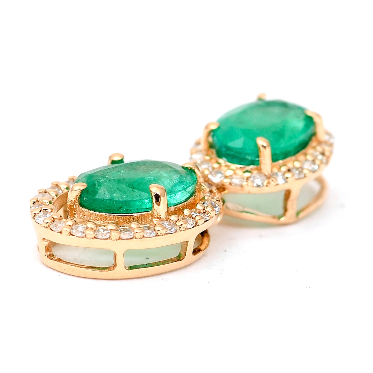 1.07 Ct Oval Mixed Cut Natural Emerald 14K Gold Pendant