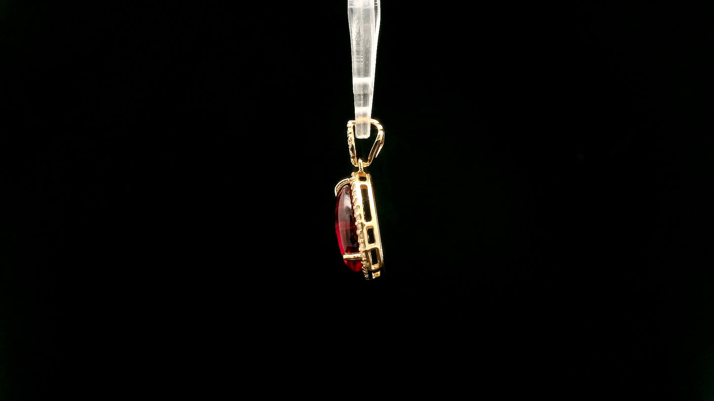 2.38 Ct Pear Natural Tourmaline 14K Gold Pendant