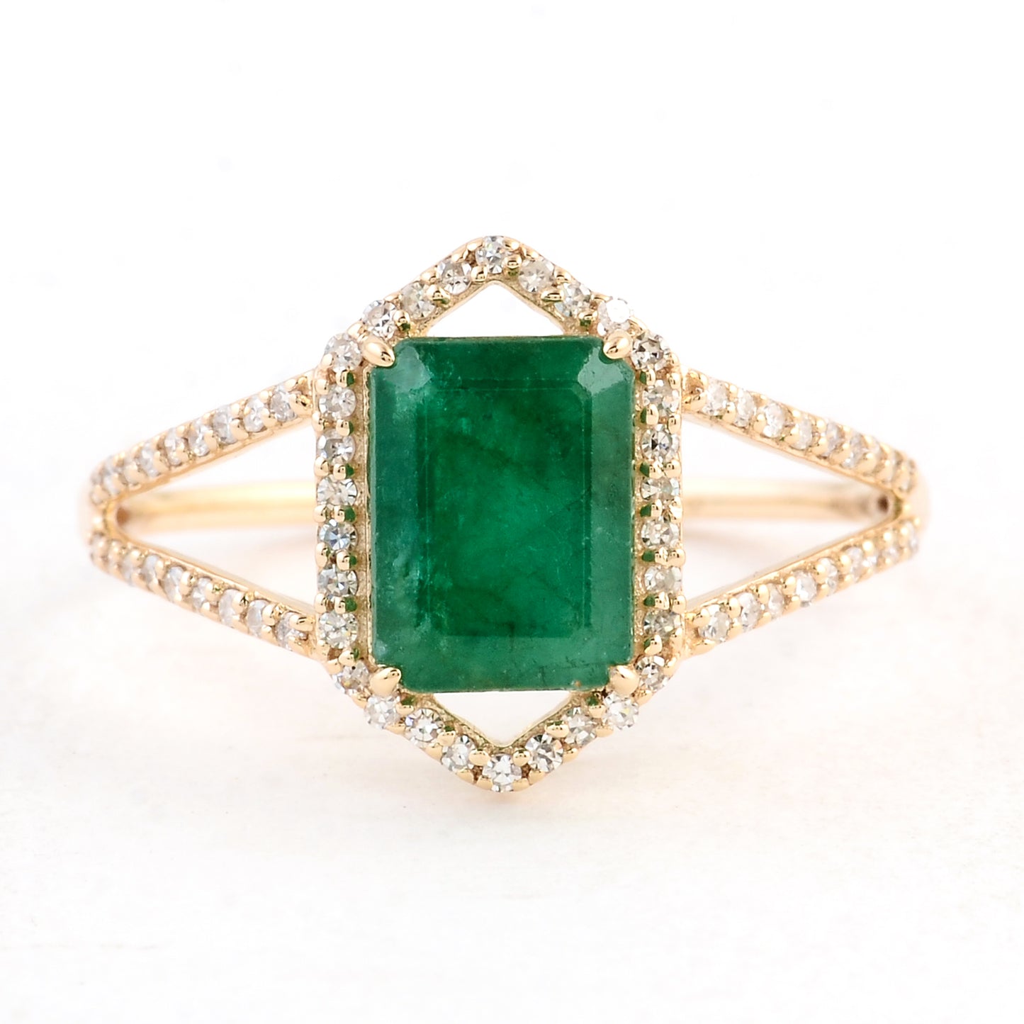 1.92 Ct Emerald Cut Natural Beryl Emerald 14K Gold Ring