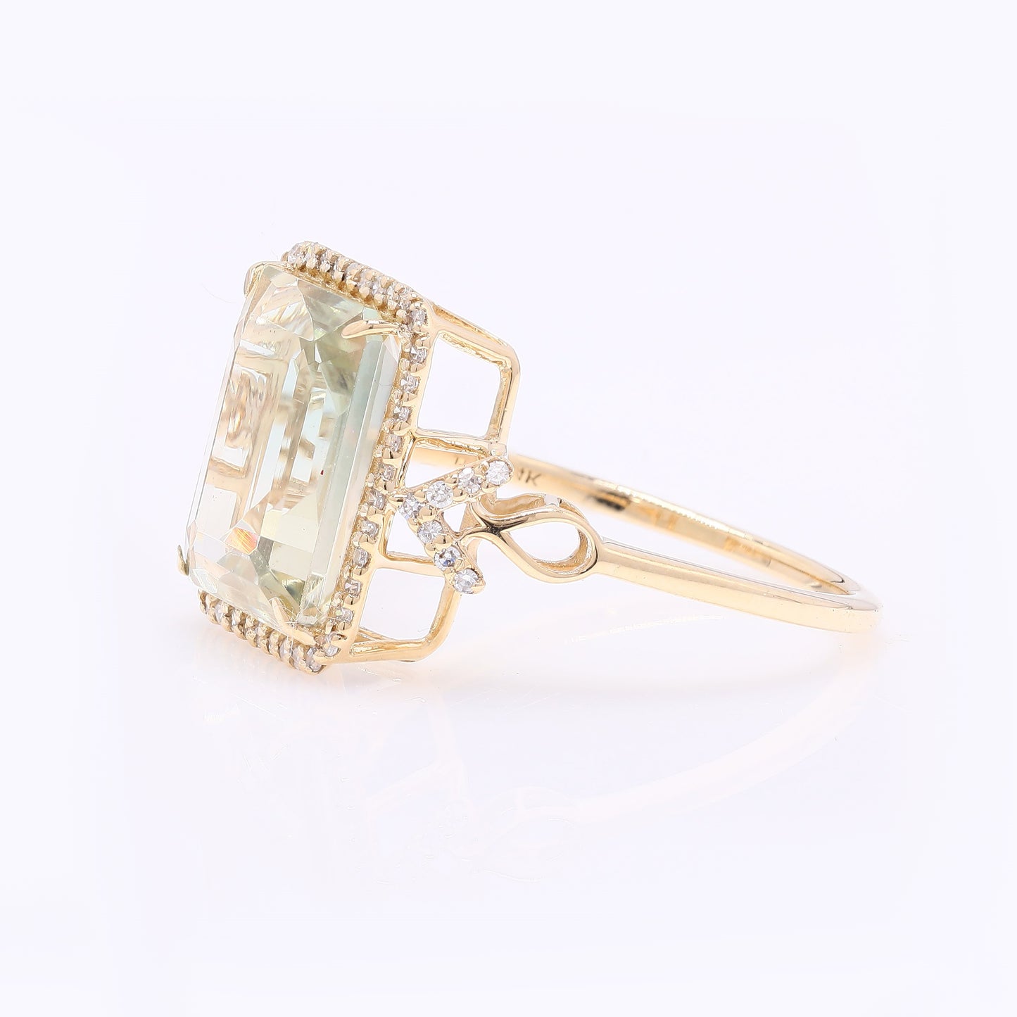 4.33 Ct Cushion Mixed Cut Natural Sunstone 14K Gold Ring
