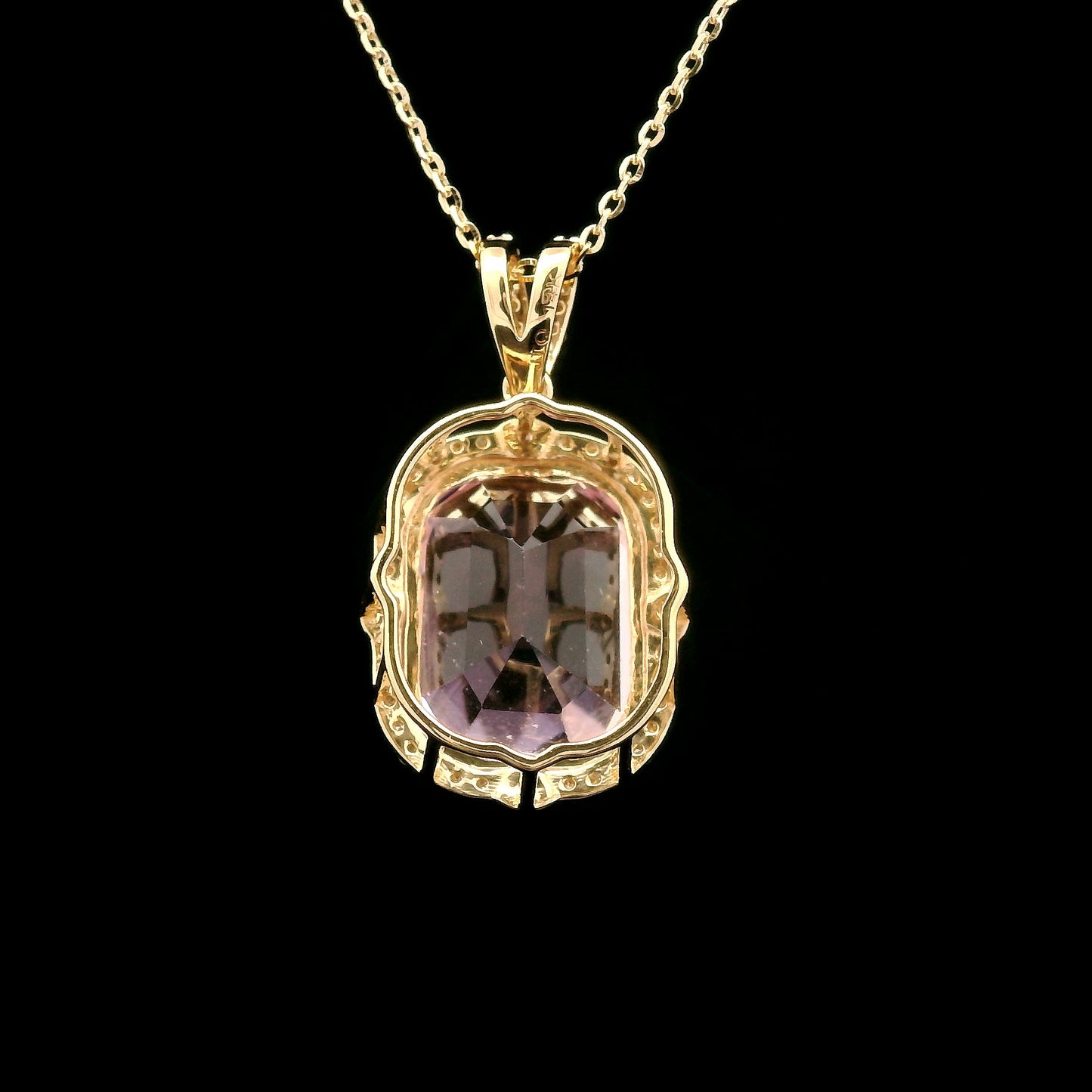 8.23 Ct Cushion Kunzite 14K Gold Pendant