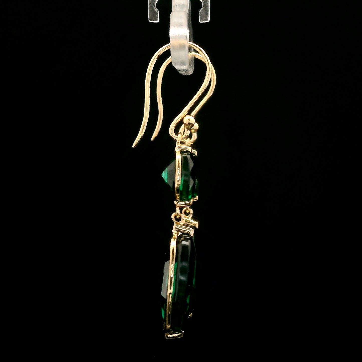 13.23 Ct Cushion Mixed Cut Lab Grown Emerald 14K Gold Earrings