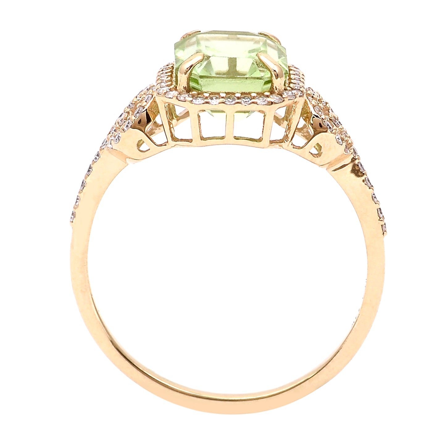 2.54 Ct Octagon Natural Eridot 14K Gold Ring