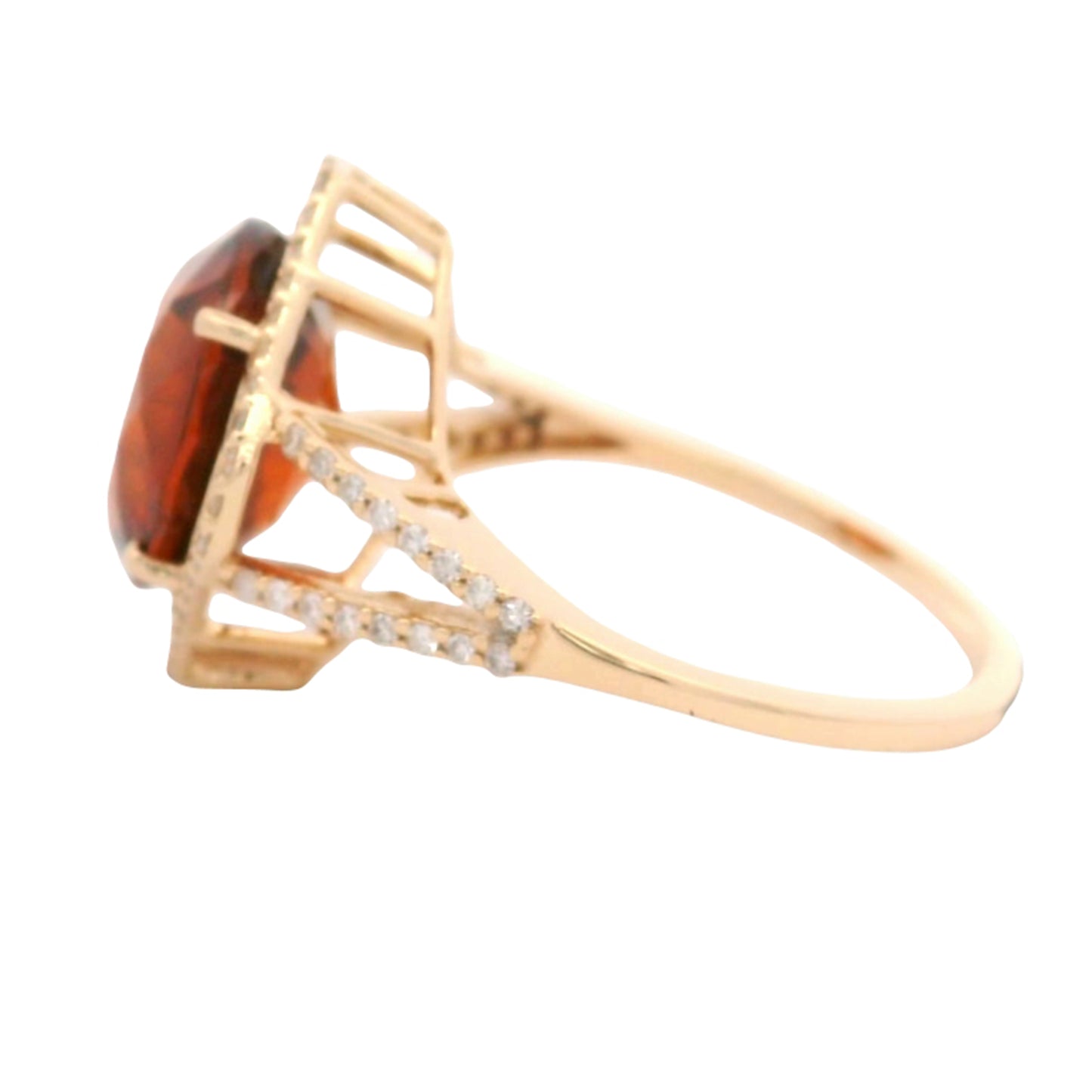 5.42 Ct Round Hessonite 14K Gold Ring