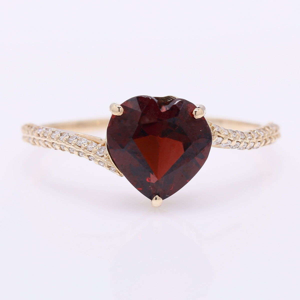 2.12 Ct Heart Mixed Cut Natural Garnet 14K Gold Ring