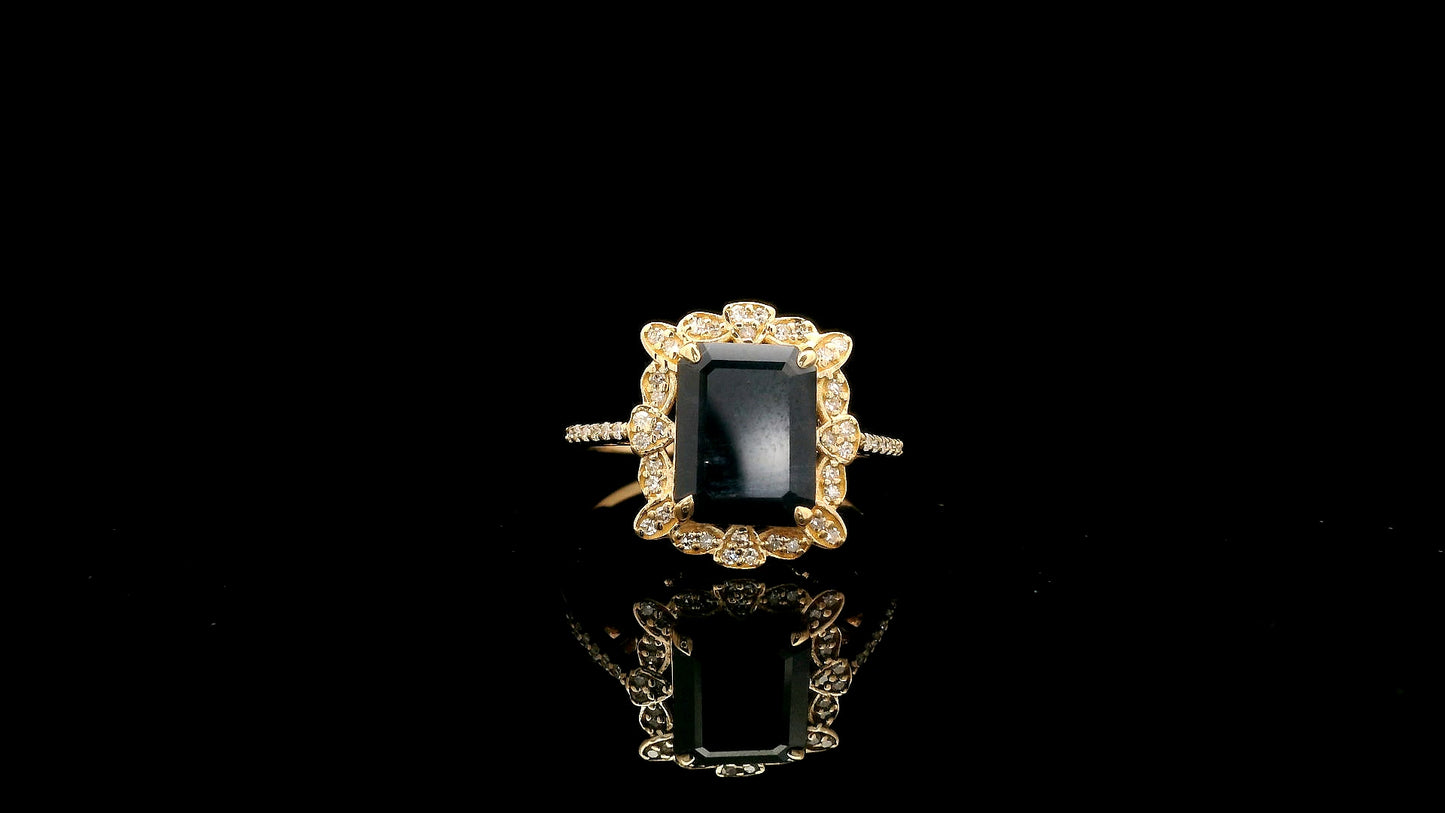 2.53 Ct Octagon Natural Sapphire 14K Gold Ring