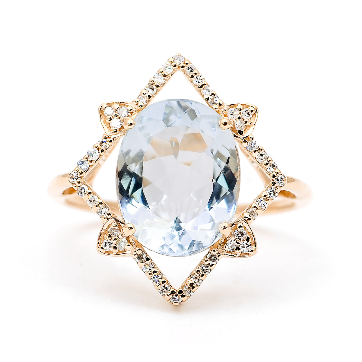 3.13 Ct Oval Natural Aquamarine 14K Gold Ring