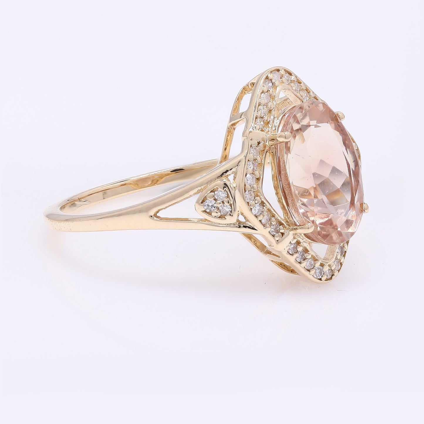 2.19 Ct Oval Mixed Cut Natural Plagioclase Feldspar Sunstone 14K Gold Ring