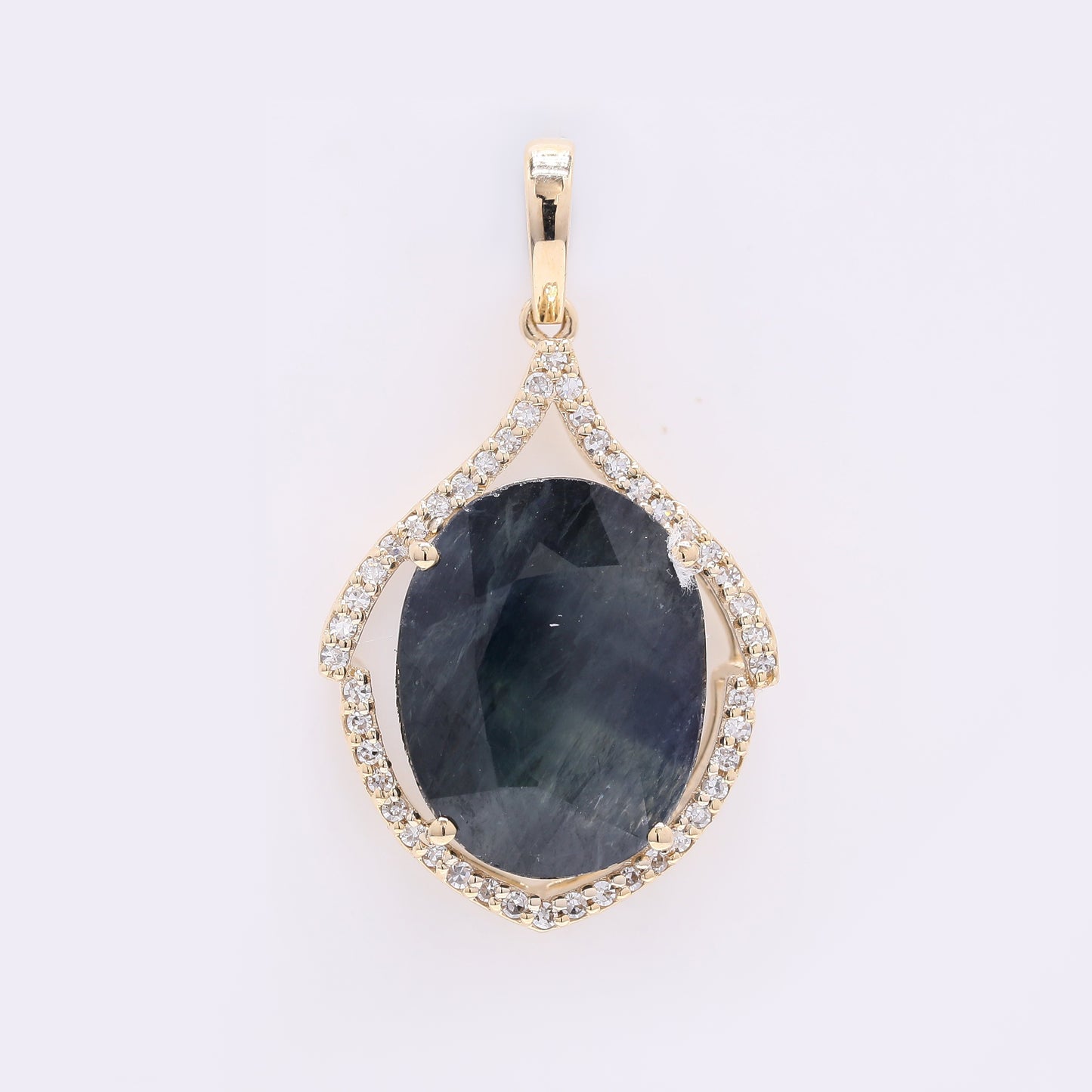 7.88 Ct Oval Mixed Cut Natural Sapphire 14K Gold Pendant