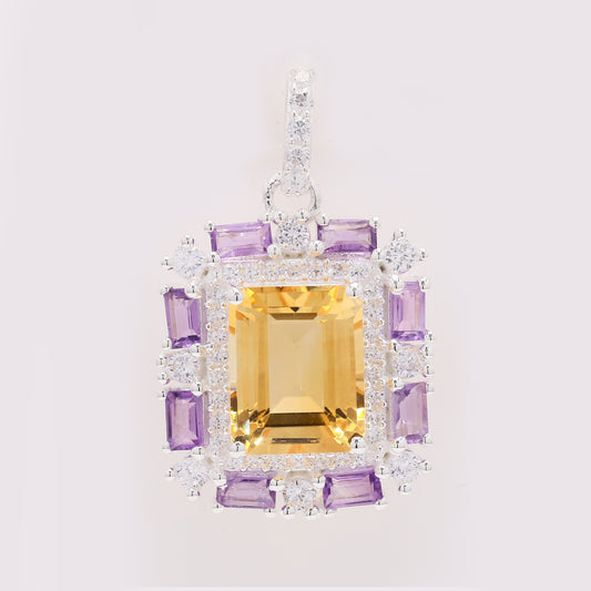 5.33 Ct Octagon Citrine 925 Silver Pendant