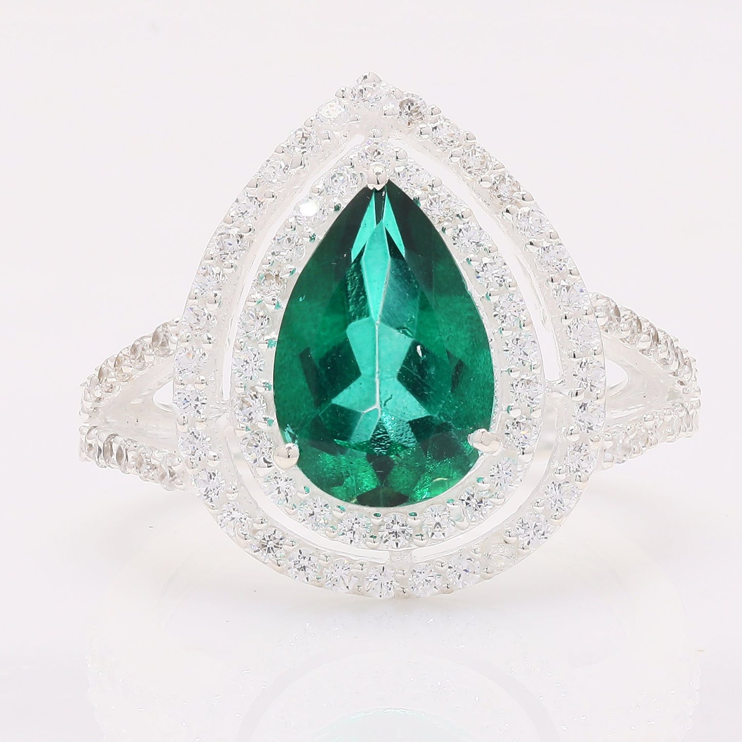 5.28 Ct Pear Green Topaz 925 Silver Ring