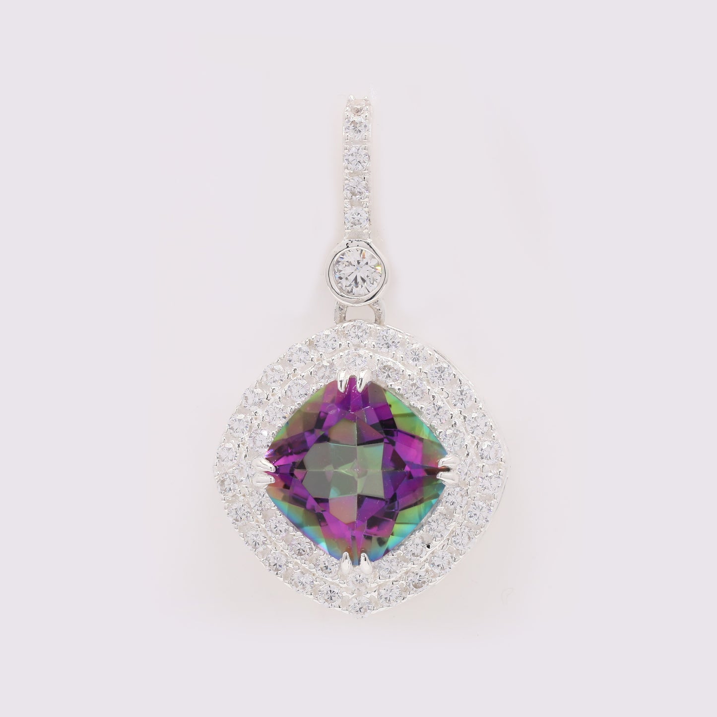 5.97 Ct Cushion Mystic Topaz 925 Silver Pendant