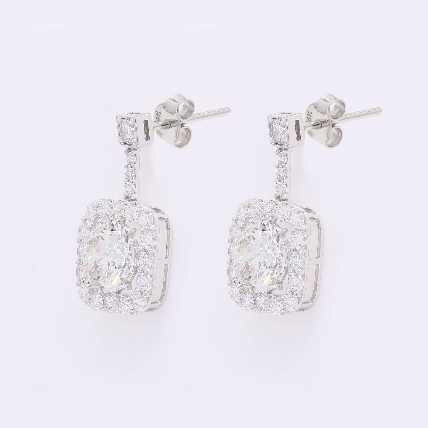 4.37 Carats Lab Grown Diamond 14K Gold Earrings