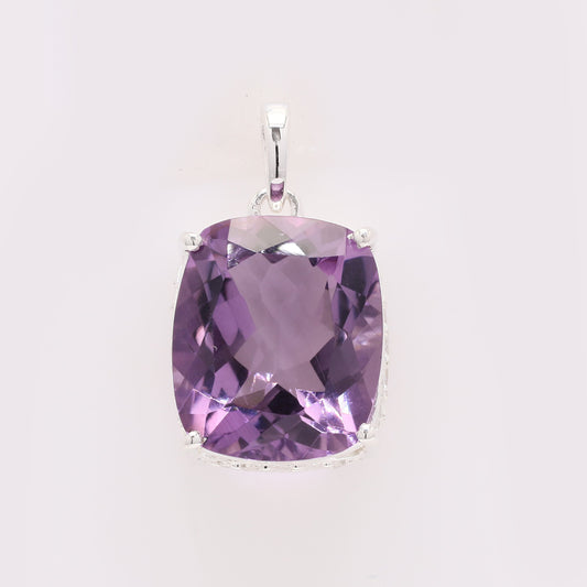 7.99 Ct Cushion Amethyst 925 Silver Pendant